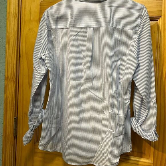 Blue/white striped size L half button tunic - Picture 3 of 7